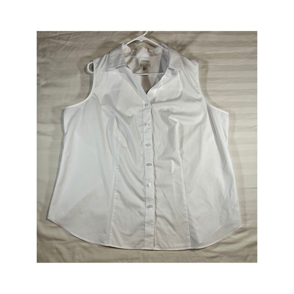 Talbots Tops - Talbots Plus White Sleeveless Wrinkle Resistant Button Down Shirt 2X ID5134